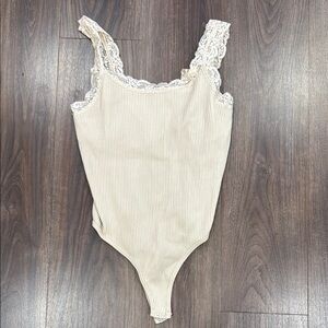 Cream Lace Trim Bodysuit